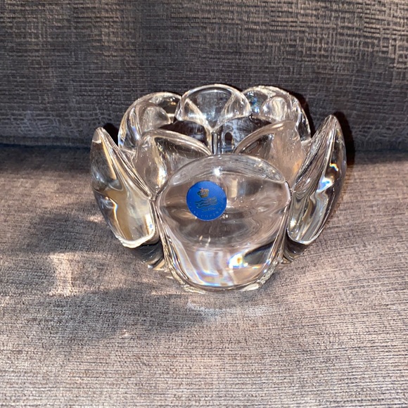 Royal Copenhagen Large 5” Crystal Lotus Candle Holder W/ Sticker